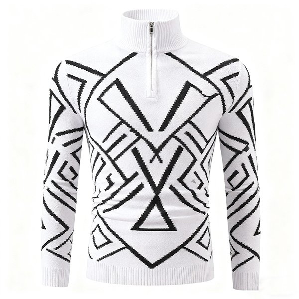 Men's Half-Zip Turtleneck - Long Sleeve Casual Knit Sweater