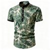 Men's Premium Casual Shirt - Short Sleeve Stand Collar Button-Down Pullover