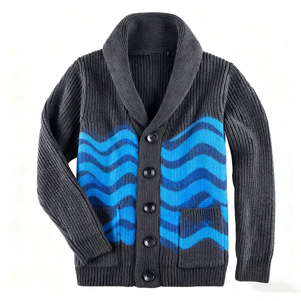Men's Fashion V-Neck Cardigan - New Printed Knit Sweater