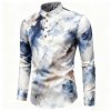 Men's Casual Slim-Fit Shirt - Stand Collar Linen-Cotton Half-Open