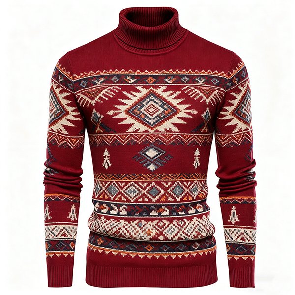 Men's Knit Turtleneck Sweater - Fall Winter Fashion Long Sleeve Pullover